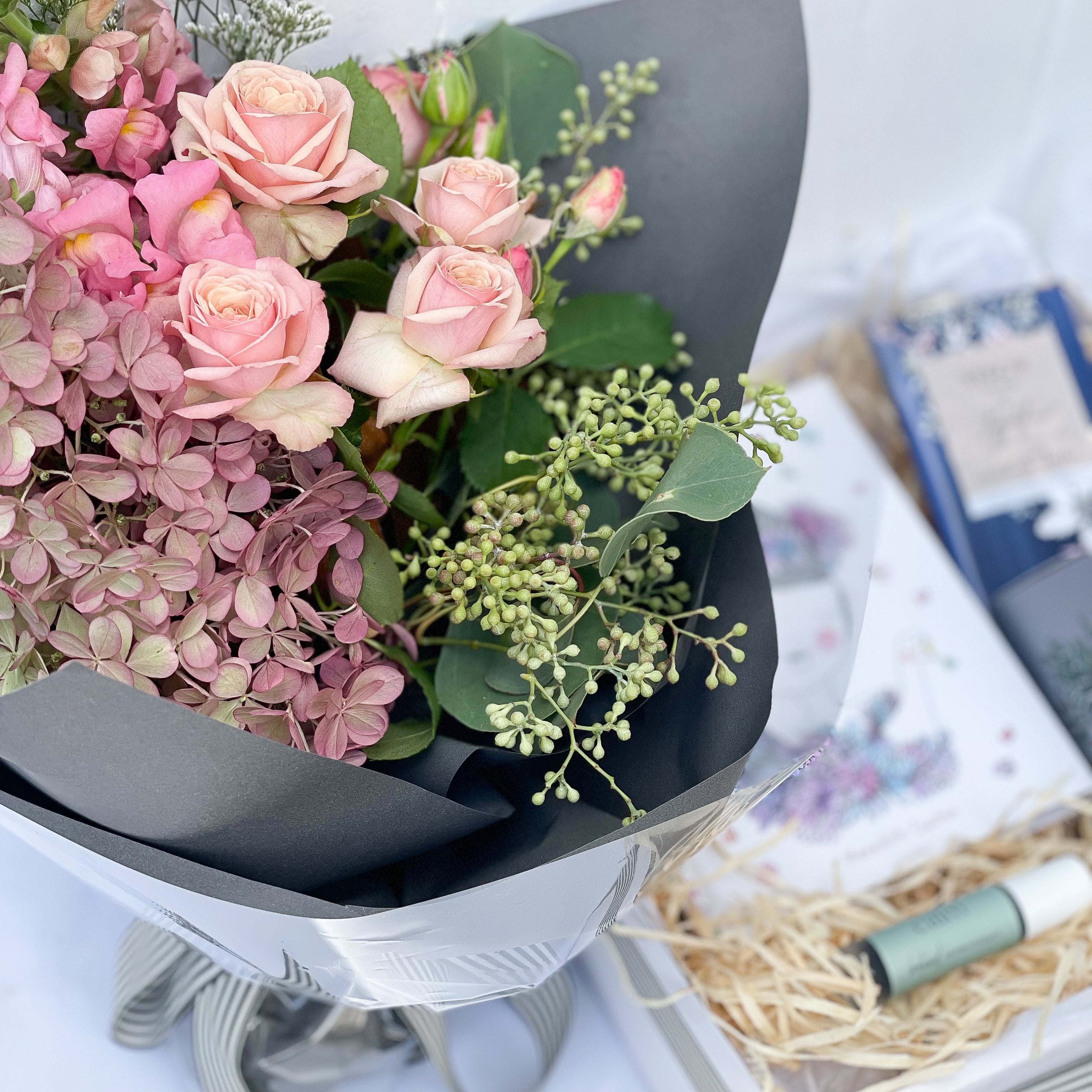 Luxury Self Care Hamper with flowers delivered Sydneywide.