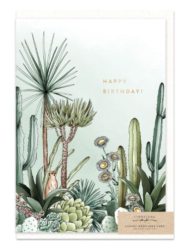 Happy Birthday Cactus Greeting Card (Blank Inside)